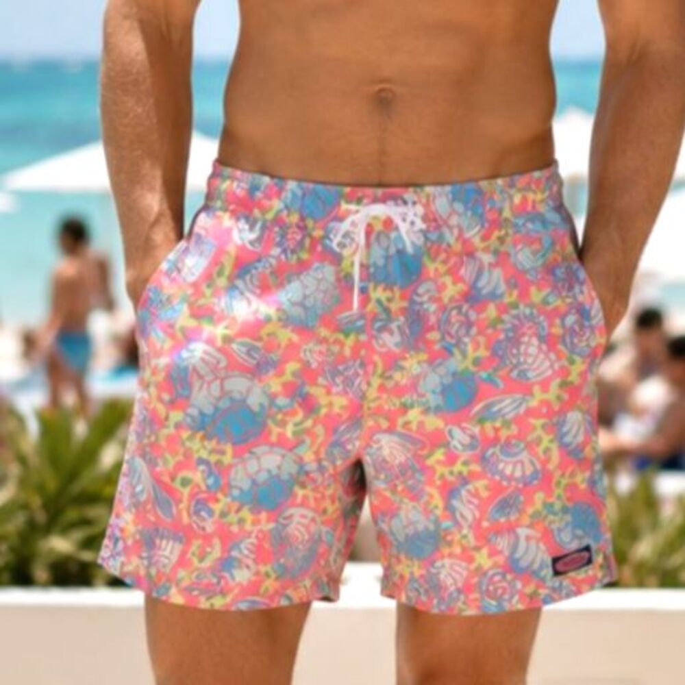 Vineyard Vines Pink Sea Life Swim Trunks Men's Small Tropical Beach Preppy